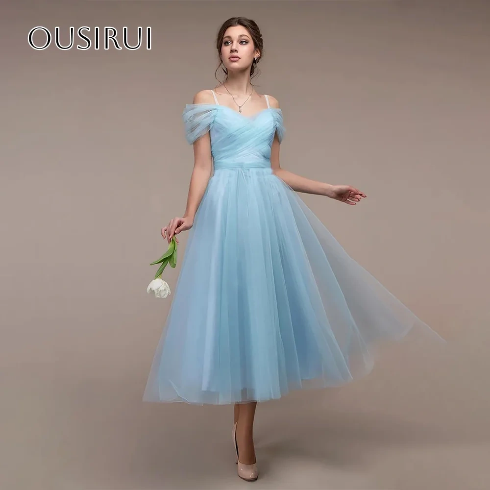 Spaghetti Straps A-line Homecoming Gown Sleeveless Tulle Ruffled Corset Back Customized платье на выпуск