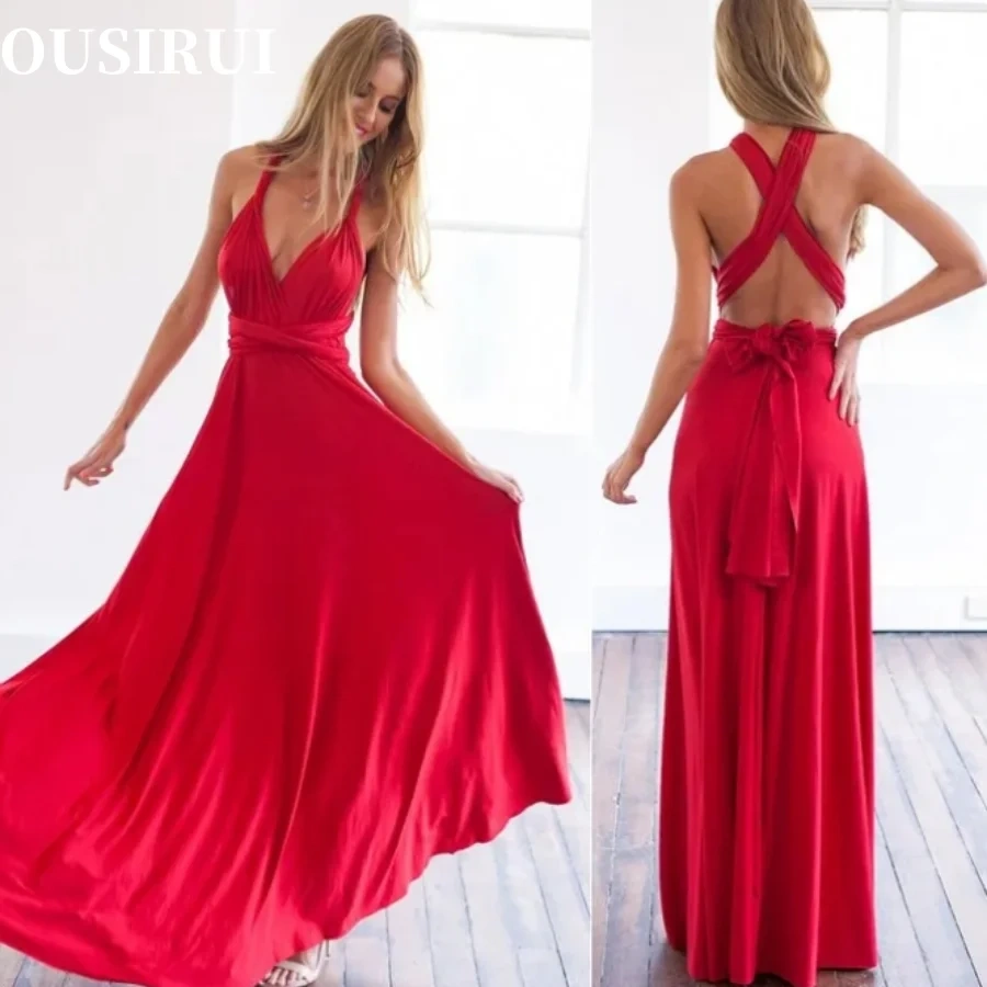 V Halter Dress Convertible Multi Way Wrap Maxi Grecian Dresses Wedding Party Dress Formal Dress Women Elegant Evening Long Deep