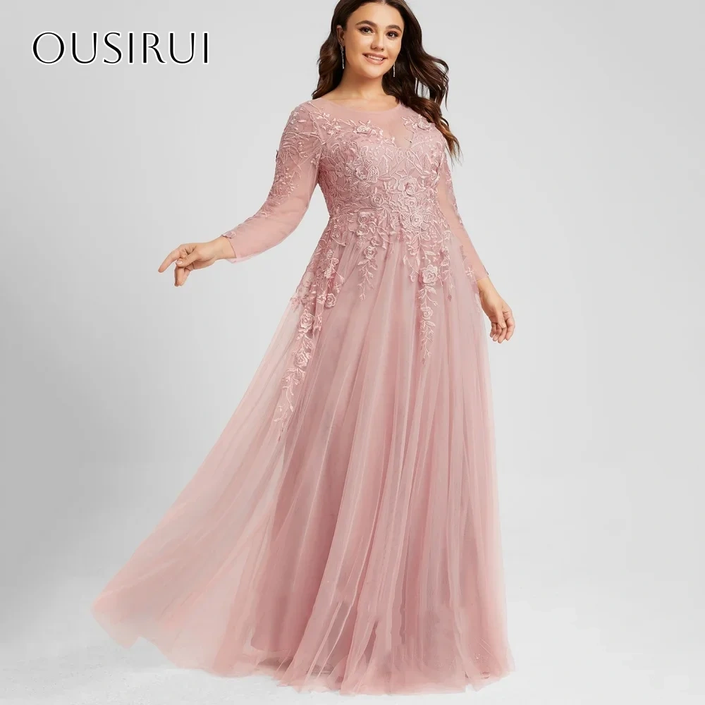Appliques A-line Evening Dresses Pleated Long Sleeves Floor Length Customized Party Gowns  فساتين السهرة
