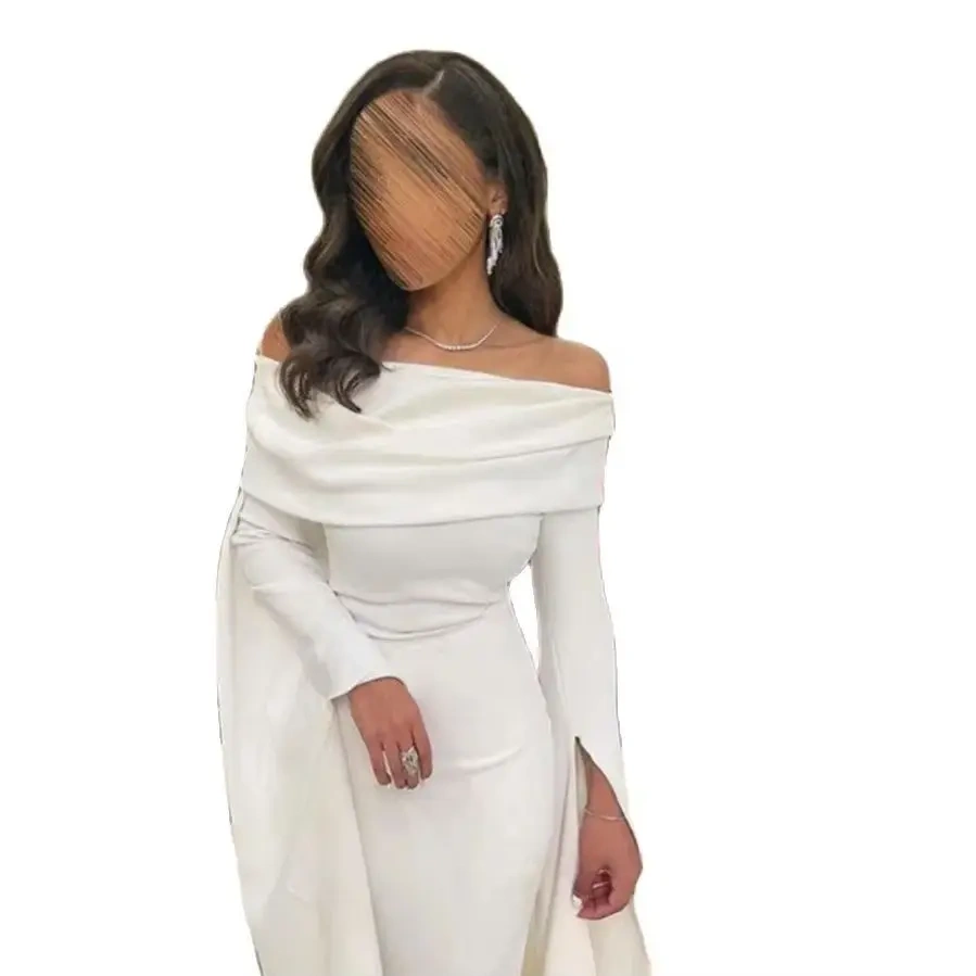 OUSIRUI Sleeves Saudi Arabic Formal Occasion Dresses Dubai Wedding Party Off Shoulder Party Dress Gala Long Full Gown