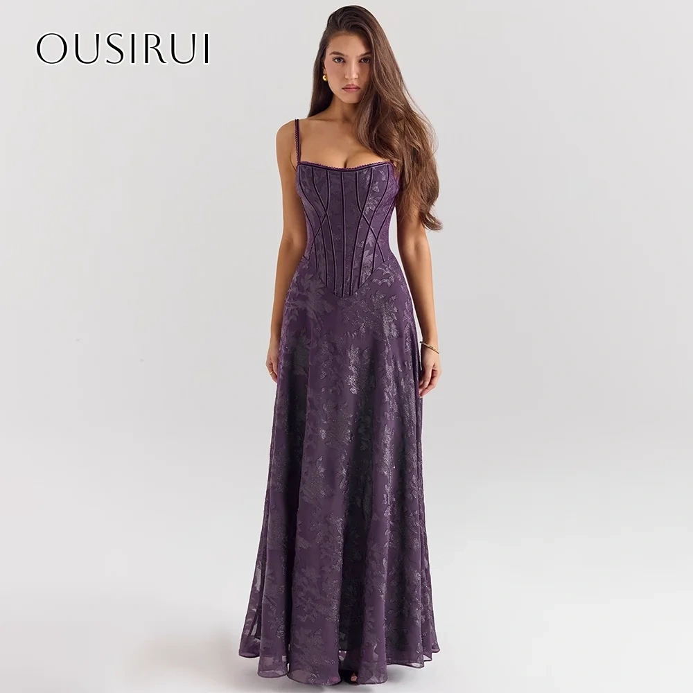 Spaghetti Straps A-line Lace Evening Gowns Floor Length Pleated Customized вечерние платья