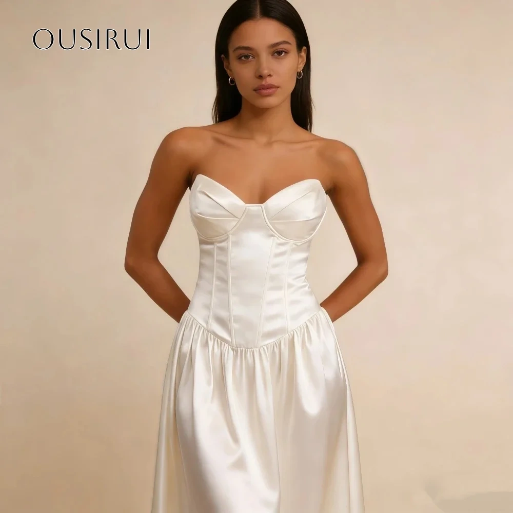 Satin Sweetheart Long Evening Gowns A Line Corset Floor Length Prom Dresses Customized vestidos de fiesta