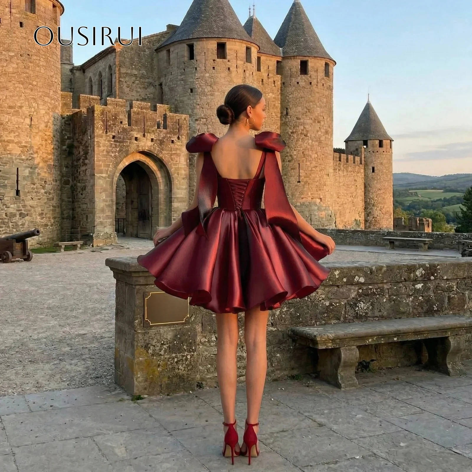 Short Satin A Line Straps Cocktail Dresses Sleeveless Corset Back Party Gowns Customized