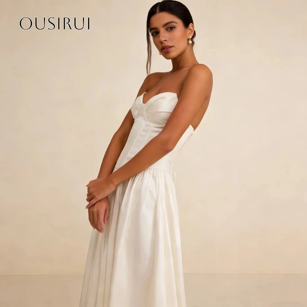 Satin Sweetheart Long Evening Gowns A Line Corset Floor Length Prom Dresses Customized vestidos de fiesta
