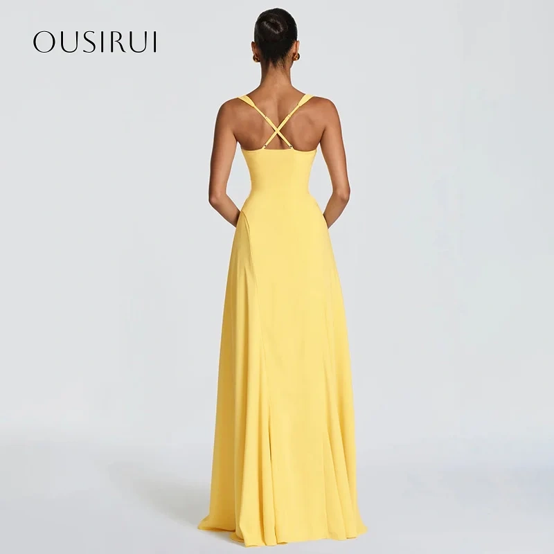 Spaghetti Straps Sheath Evening Dresses Pleated Satin Floor Length Criss-cross Sleeveless Customized