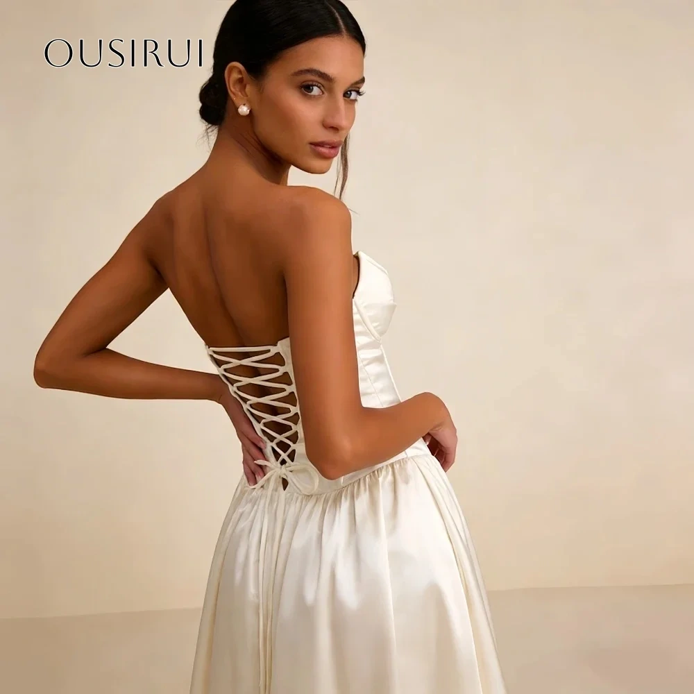Satin Sweetheart Long Evening Gowns A Line Corset Floor Length Prom Dresses Customized vestidos de fiesta