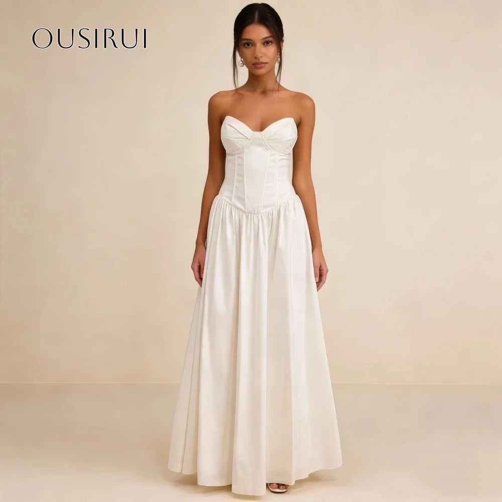 Satin Sweetheart Long Evening Gowns A Line Corset Floor Length Prom Dresses Customized vestidos de fiesta