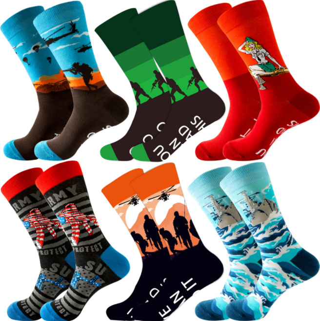 Wholesale High Quality Winter Socks Full Cotton Jacquard Dress Socks Colorful Festival Crazy Funny Women Men Crew Happy Socks