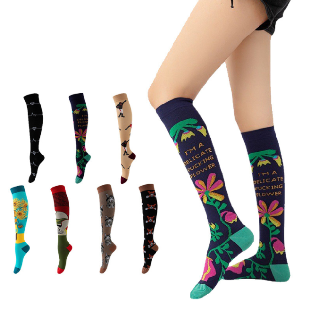 Custom 20-30mmhg Sport Medical Knee High Running Cycling Nurse Football Compression Socks