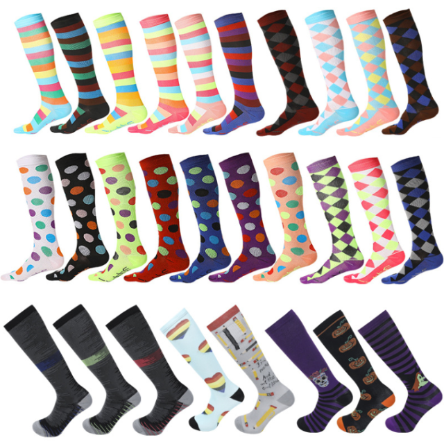 Unisex 20-30mmHg Knee High Running Nursing Marathon Sports Compression Socks