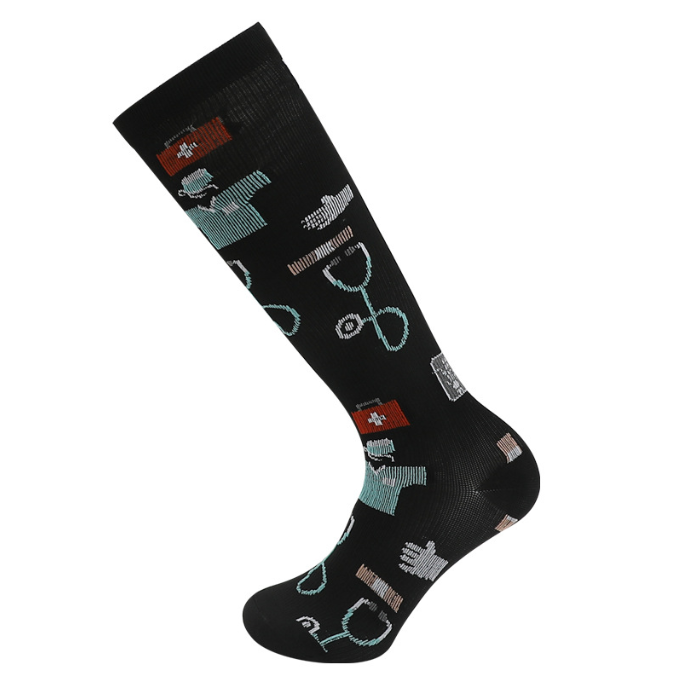 Socks men's high tube pressure high elasticity female sports function compression running jogging sole calf socks