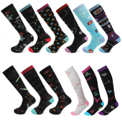 Socks men's high tube pressure high elasticity female sports function compression running jogging sole calf socks