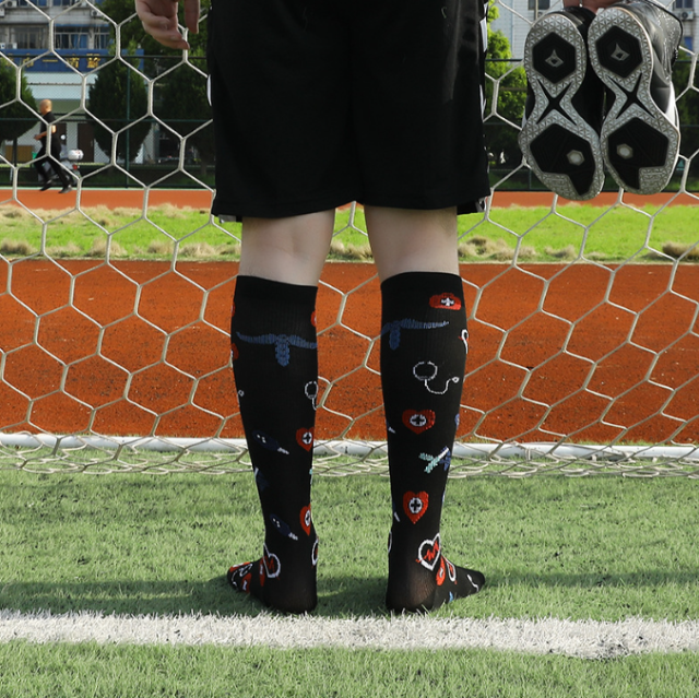 Socks men's high tube pressure high elasticity female sports function compression running jogging sole calf socks