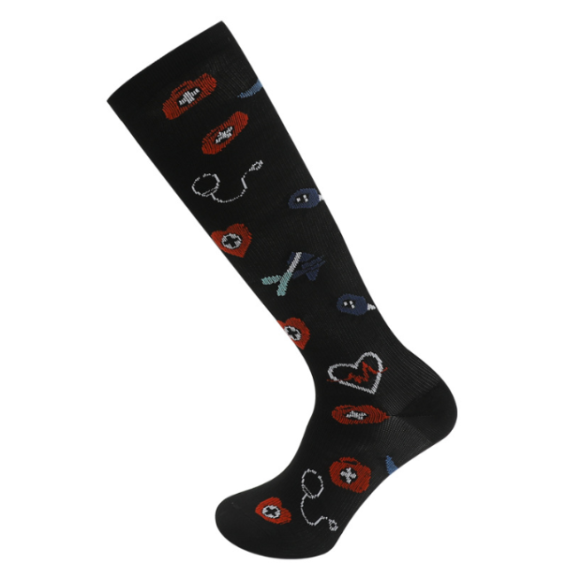 Socks men's high tube pressure high elasticity female sports function compression running jogging sole calf socks