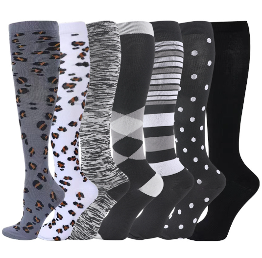 Custom Sports Running Women Men Colorful Compression Stockings Knee High Running Football Athletic Socks