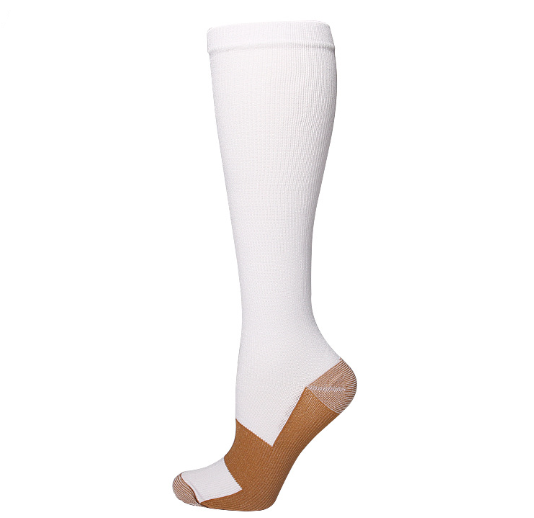 Plus Size Varicose Veins Nurse Sports Running Knee High White Socks Compression Socks Athletic Medical 20-30mmHg Copper Socks