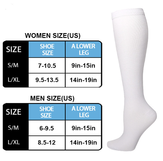 20-30mmhg copper compression medical men women socks nylon Athletic Nurses sport white sock