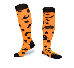 Halloween Socks Funny Sport Knee High Socks Custom Skulls Medical Compression Socks for Nurse