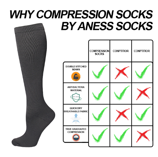 20-30mmhg copper compression medical men women socks nylon Athletic Nurses sport white sock