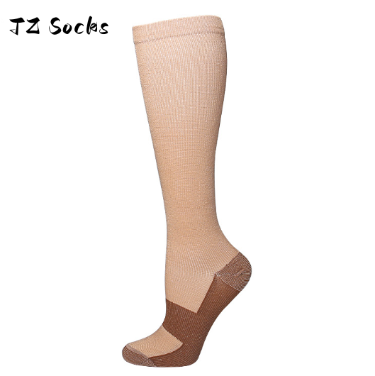 Plus Size Varicose Veins Nurse Sports Running Knee High White Socks Compression Socks Athletic Medical 20-30mmHg Copper Socks