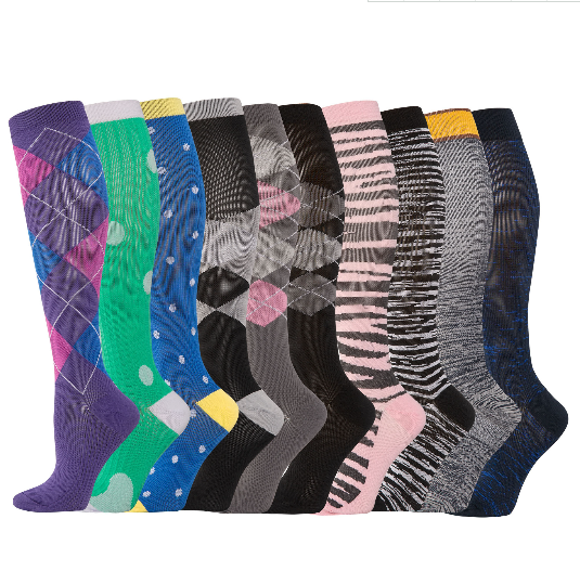 Hot Sale Knee High Long Cycling Medical Stocking 20-30 mmhg for Running Nurse Compression Socks