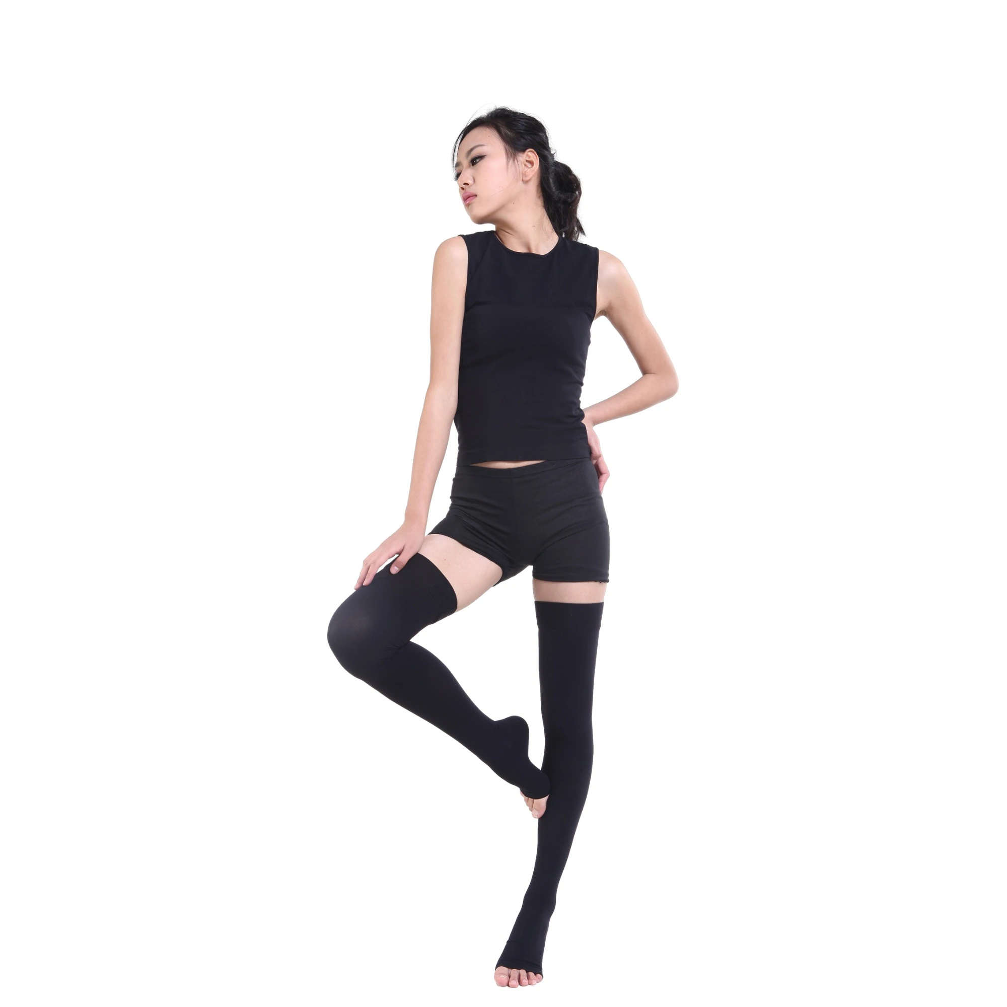 Compression sock knit construction with adaptive compression zones and reinforced support areas