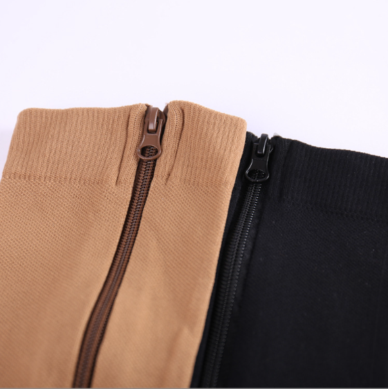 Open toe knee-length zipper compression stockings ladies slim leg support sports medical compression Socks