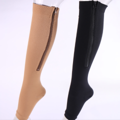 Open toe knee-length zipper compression stockings ladies slim leg support sports medical compression Socks