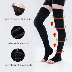 Medical-Grade Compression Stockings – 15–20mmHg Open-Toe Support