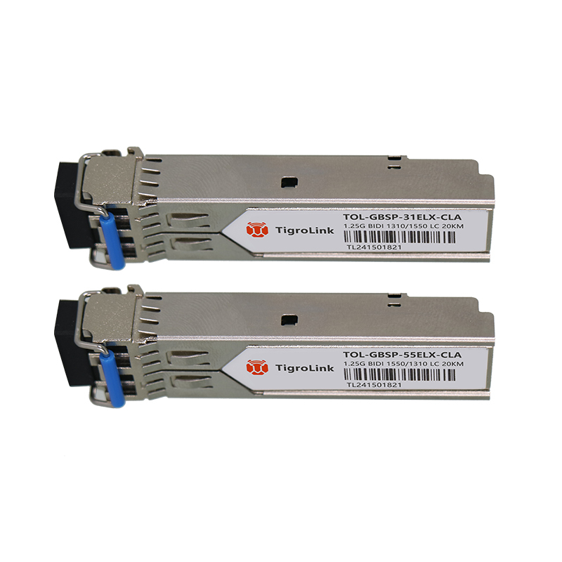 1.25G Gigabit Single-mode Single-fiber LC Interface 20km 1310/1550nm BIDI High-Reliability SFP Optical Module, Compatible with Various Devices, Used in Pairs