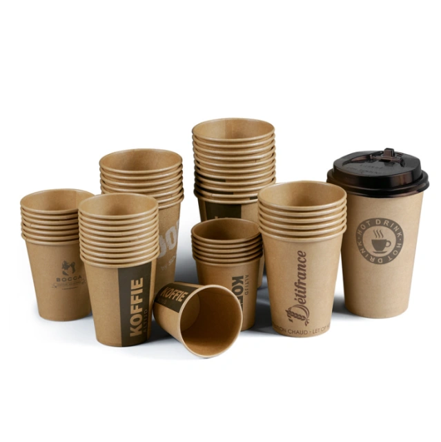 Custom printed MorePack paper cups for coffee takeaway packaging