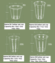 Transparent Disposable Plastic PET Cups