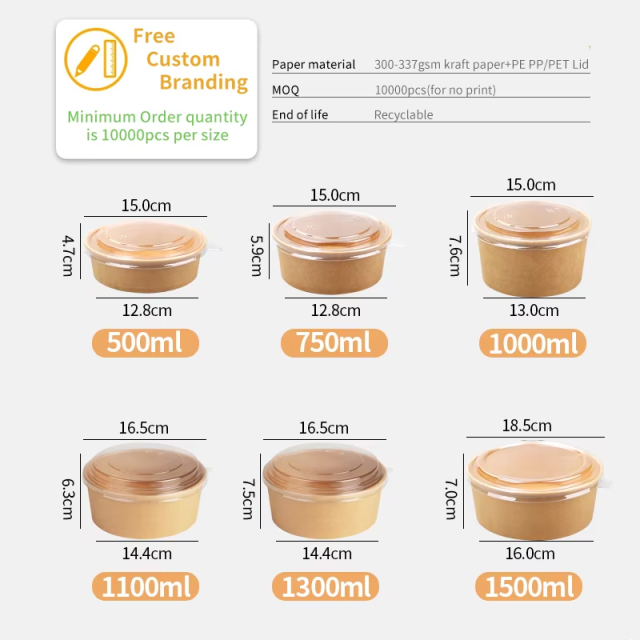 Disposable Soup Kraft Paper Bowls with Lids