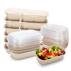 Custom Compostable Sugarcane Pulp Take Out Food Containers with PP Lid