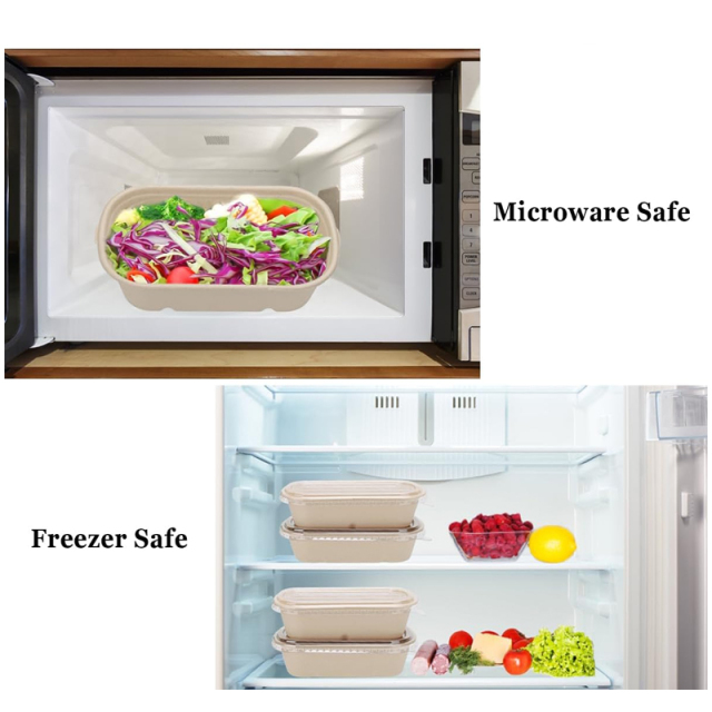 Custom Compostable Sugarcane Pulp Take Out Food Containers with PP Lid