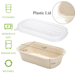 Custom Compostable Sugarcane Pulp Take Out Food Containers with PP Lid
