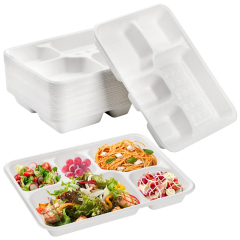 Eco-Friendly Biodegradable Sugarcane Bagasse Lunch PlateTrays with Compartment