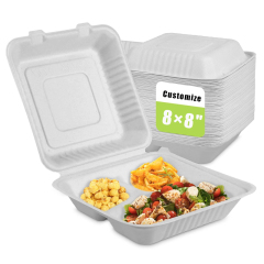 Disposable 100% Compostable Clamshell Sugarcane Bagasse Food Containers