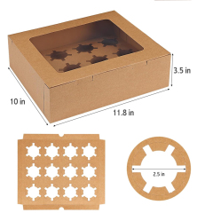 Custom Printed Cupcake Dount Containers Boxes with Window and Inserts