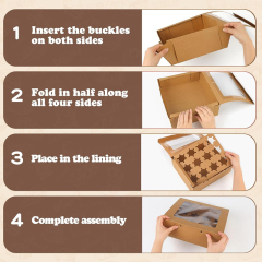Custom Printed Cupcake Dount Containers Boxes with Window and Inserts
