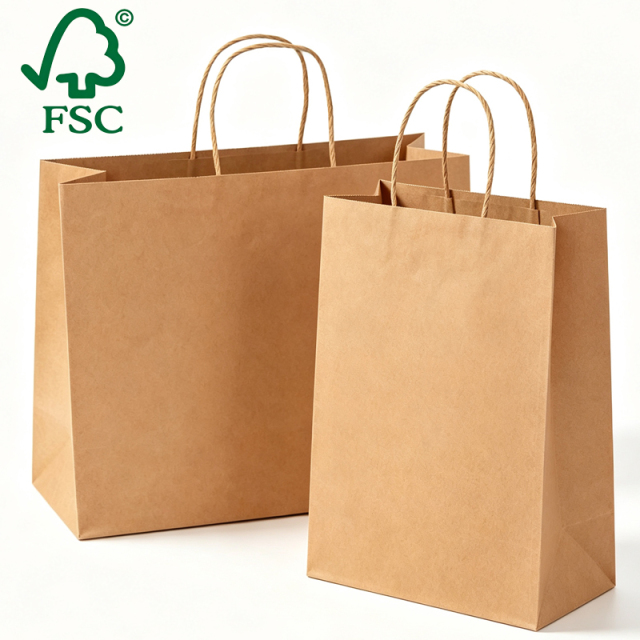 Custom Print Recycled Brown Kraft Paper Bag