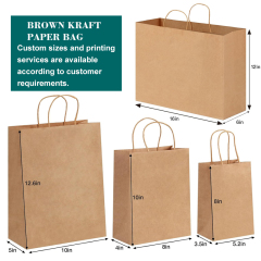 Custom Print Recycled Brown Kraft Paper Bag