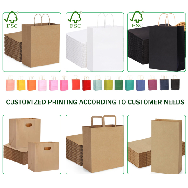 Custom Print Recycled Brown Kraft Paper Bag