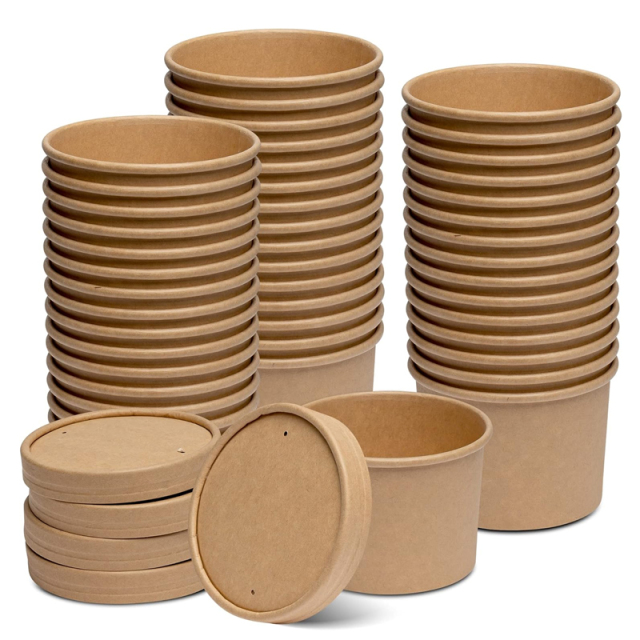 Eco-Friendly Krat Paper Soup Bowl with Lid
