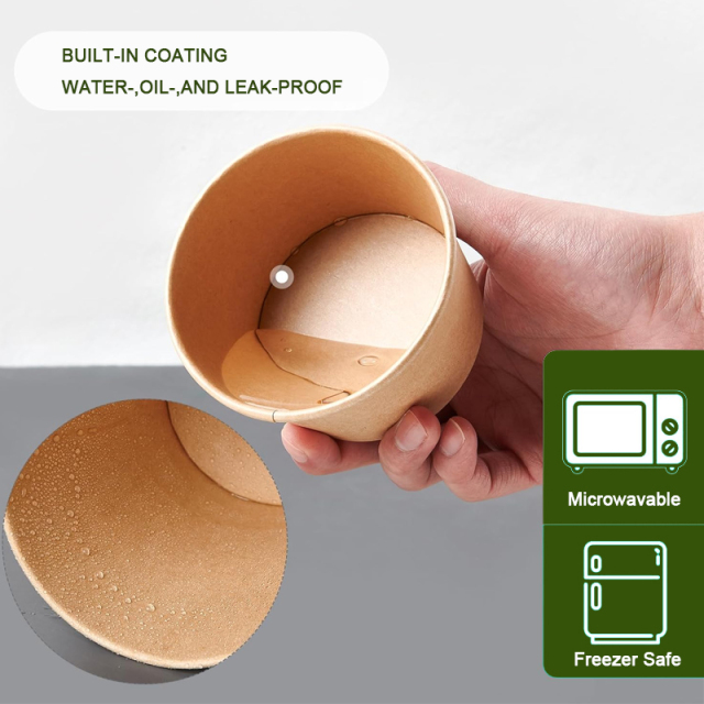 Eco-Friendly Krat Paper Soup Bowl with Lid