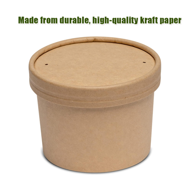 Eco-Friendly Krat Paper Soup Bowl with Lid