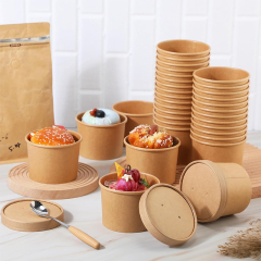 Eco-Friendly Krat Paper Soup Bowl with Lid