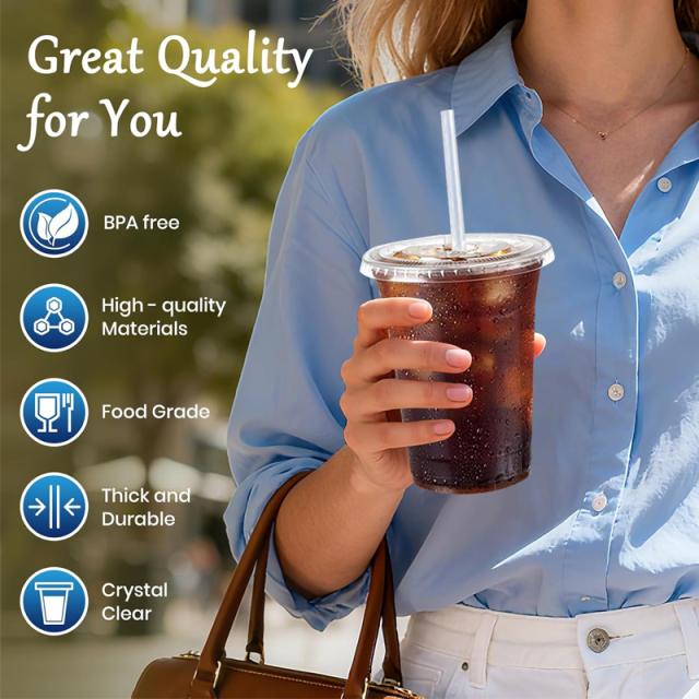 Disposable Clear PET Plastic Cups with Lids