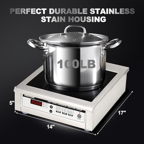 GastroGear 3500W/220V Commercial Induction Cooktop Professional Commercial Range Countertop Burners Hot Plate Electric Stove for Kitchen Restaurant Hotel School