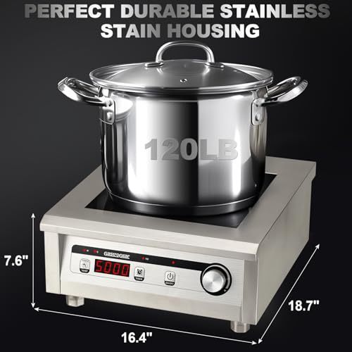 GastroGear 5000W/220V Commercial Induction Cooktop Professional Commercial Range Countertop Burners Hot Plate Electric Stove for Kitchen Restaurant Hotel School